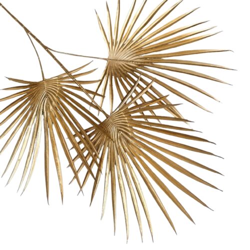 3 Heads Gold Palm Spray Plant Bunch | 72cm Decorative Statement Piece for Home and Events