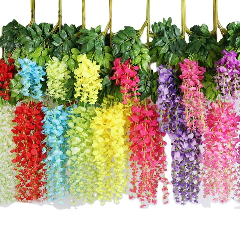 wistera flowers PN-3 Artificial colorful wisteria dropping flowers for ceiling decor, events and interior setups - Image 1